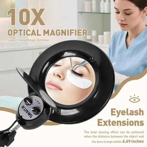 Miniatura 5 de Lámpara de pie para esteticistas, lámpara de pie de aumento 10X con base rodante de 5 ruedas, 2200 lúmenes, atenuación infinita cálida y fría, lupa