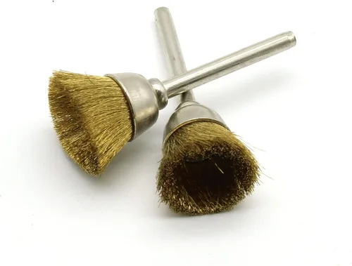 Miniatura 3 de TMAX 10 piezas de cerdas de latón de 1/2 pulgada de taza de alambre de cepillo de rueda con vástago de 1/8 pulgadas para Dremel y otras herramientas