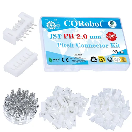 Miniatura 108 de CQRobot JST EL 4.5 mm de paso 2 pines conector electrónico IC macho, enchufes hembra carcasa y kit de terminales de crimpado en T macho/hembra. 50