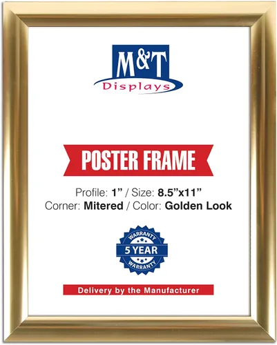 Miniatura 11 de M&T Displays Marco para póster a presión, de 8.5 x 11 pulgadas, color negro, perfil de aluminio de 1 pulgada, carga frontal, montaje en pared, foto