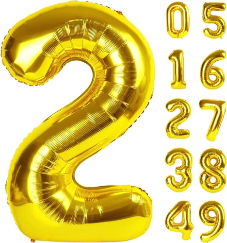 Miniatura 217 de Globo de cumpleaños número 4 dorado de 40 pulgadas, globos gigantes del número cuatro 14 24 34 40 44 2024, globos grandes de lámina de mylar para Oro