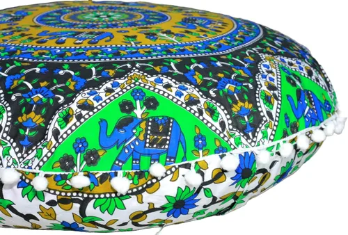 Miniatura 18 de CRAFT KALA Funda de Cojín de Suelo Redonda de 22" Mandala Boho para Sala de Meditación Asientos Pufs Funda para Sala de Estar Sala de Yoga Hogar