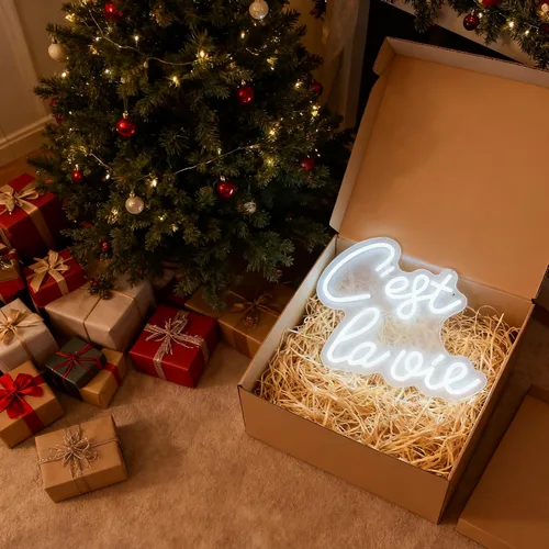 Miniatura 4 de C'est la vie Letrero de neón LED – Luz de neón blanca con texto en inglés «That's Life», alimentada por USB, decoración de mesa de pared