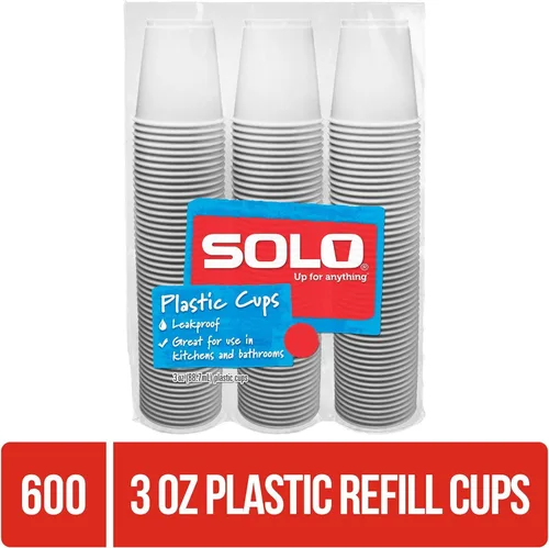 Miniatura 2 de SOLO Vasos de plástico para recambio de baño, blanco, 3 onzas, 600 unidades, 150 unidades (paquete de 4)