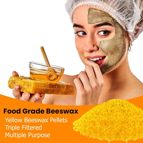 Miniatura 2 de Gránulos de cera de abeja amarilla de 5 libras, cera de abeja de grado alimenticio, cera de abeja triple filtrada para hacer velas, pastillas