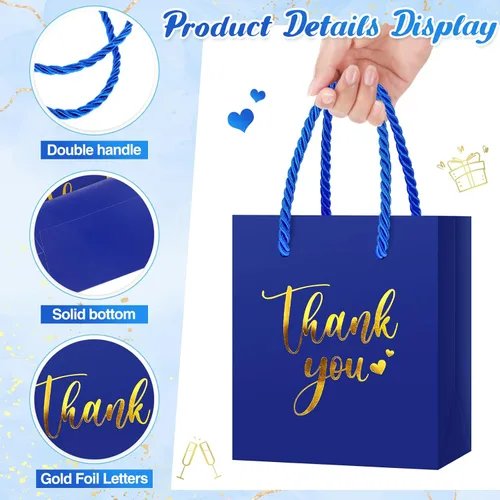Miniatura 4 de Honoson 30 mini bolsas de regalo con asa de 4 x 2.75 x 4.5 pulgadas, pequeña bolsa de agradecimiento para boda, baby shower, cumpleaños, graduación