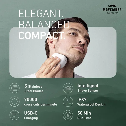 Miniatura 2 de Afeitadora eléctrica Panasonic ARC5 de tamaño palma para hombre, potente navaja de viaje, carga USB-C húmeda/seca, limpieza fácil, navaja japonesa