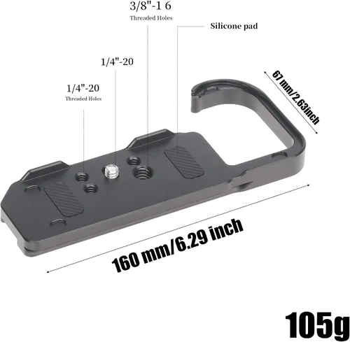 Miniatura 4 de FOTGA Z8 Placa de cámara Arca Swiss de liberación rápida para cámara Nikon Z8 sin espejo, agujeros inferiores de 1/4 pulgadas 3/8 pulgadas