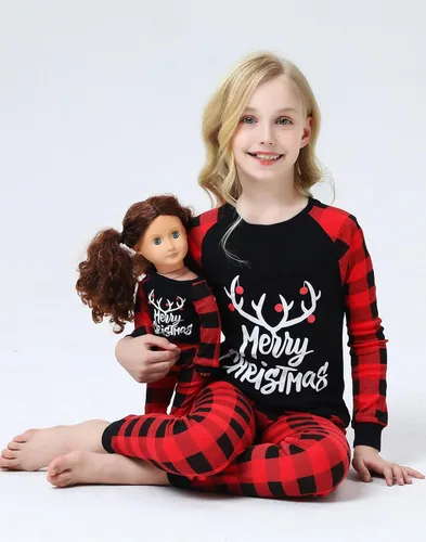 Miniatura 3 de Babyroom Pijamas a juego para niñas, pijamas de muñeca para niños pequeños, ropa de dormir de algodón para Navidad