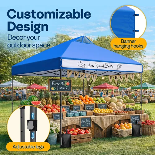 Miniatura 6 de VIVOHOME - Tienda de campaña desplegable de 8x8 pies, refugio portátil para exteriores con configuración de un solo empuje, resistente con bolsa