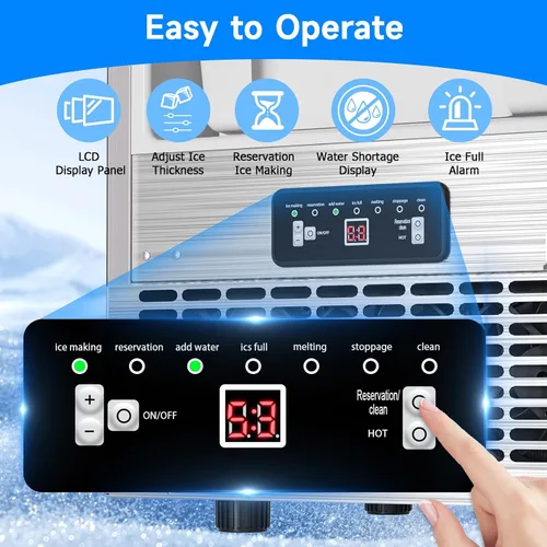 Miniatura 3 de Máquina comercial para hacer hielo con pulverización, máquina de hielo gourmet comercial, 60 libras/24 horas, contenedor de almacenamiento de 25