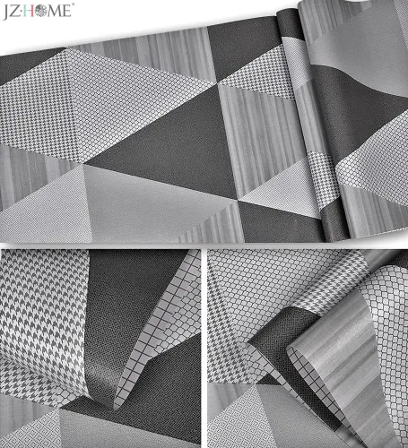 Miniatura 7 de Y1337 - Papel tapiz para despegar y pegar, triángulo geométrico, 17.7 pulgadas x 9.8 pies, color gris, extraíble, diamante, autoadhesivo
