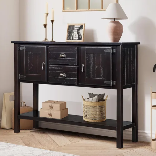 Miniatura 8 de LKTART Aparador de 46 pulgadas, gabinete de buffet de granja con cajones de almacenamiento y estante inferior para sala de estar, cocina, entrada