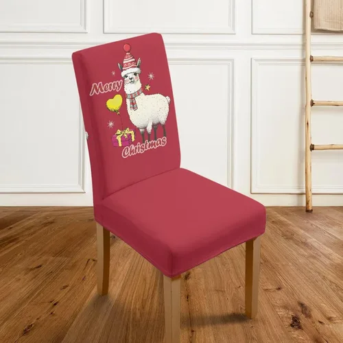 Miniatura 4 de HUGS IDEA Merry Christmas Dining Room Chair Covers Cute Sheep Kitchen Chair Covers Stretch Dining Chairs Cover Set of 6 Parsons Chairs Slipcovers