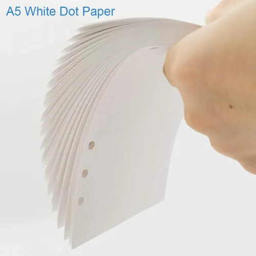 Miniatura 3 de Papel punteado A5, repuestos para planificador Filofax, organizador, carpetas, 6 agujeros perforados, 100 hojas/200 páginas, 100 g/m², blanco, 5.8 x