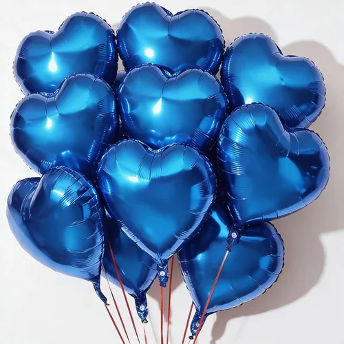 10 globos de Mylar en forma de corazón azul de 18 pulgadas, para baby shower, boda, día de San Valentín y fiestas