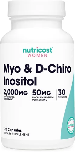 Nutricost Myo Inositol y D-Chiro Inositol para mujeres 2000mg, 120 cápsulas, 2000mg Myo y 50mg D-Chiro por porción, 30 porciones, apto para