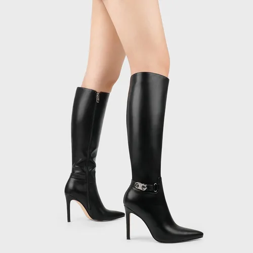 Miniatura 2 de COLETER Botas altas hasta la rodilla para mujer, con punta puntiaguda, hebilla de aguja, botas de vestir con cremallera