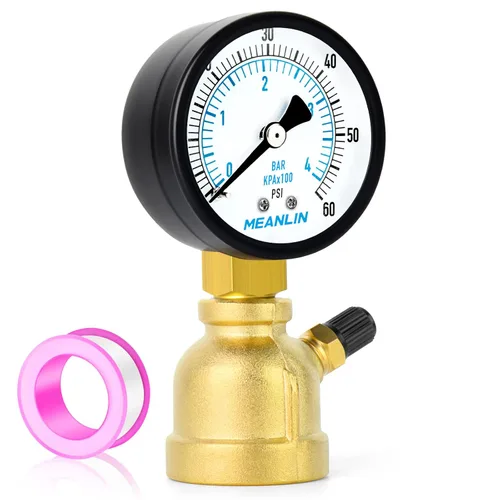 Miniatura 12 de MEANLIN MEASURE 0-60Psi 2" medidores de presión de prueba de aire graduados dobles de acero, conexión FNPT de 3/4", precisión de -3-2-3%