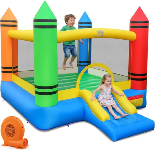Miniatura 10 de BOUNTECH Casa Inflable de Rebote, Casa de Rebote para Niños Interior Exterior Fiesta con Área de Salto, Incluye Soplador, Bolsa de Transporte