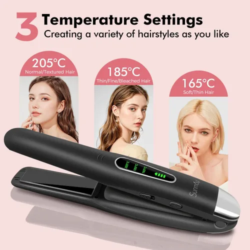 Miniatura 7 de SUNMAY Plancha de Pelo Inalámbrica, Plancha de Pelo de Titanio Portátil de 0.85 Pulgadas para Viaje, Plancha de Pelo Inalámbrica Mini Plana