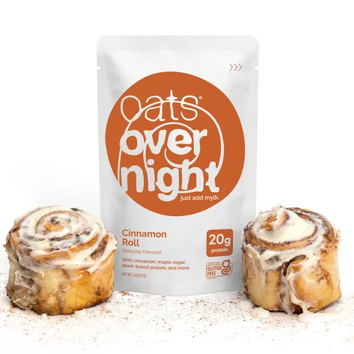 Miniatura 7 de Oats Overnight Cinnamon Roll - Avena nocturna vegana con 20g de proteína, batido proteico de desayuno alto en fibra - Avena sin gluten, avena sin