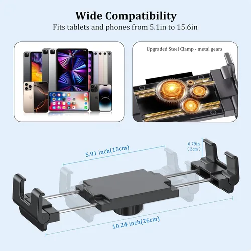 Miniatura 4 de PLDHPRO Soporte de pared para tablet con base de taladro, soporte ajustable para iPad montado en la pared, compatible con teléfonos y tabletas