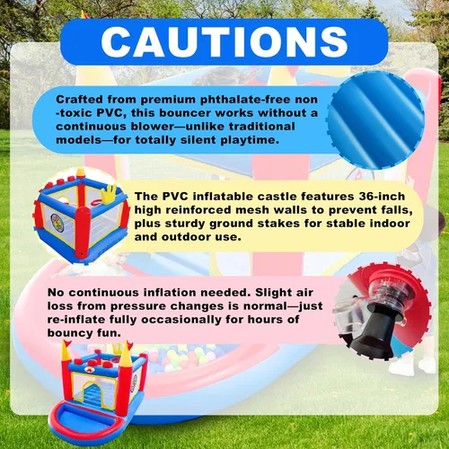 Miniatura 7 de WELLFUNTIME Casa inflable de rebote con soplador, gorila de PVC para niños de 3 a 8 años, casa de juegos inflable para interiores y exteriores