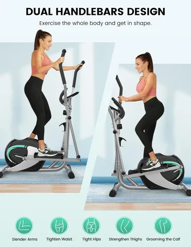 Miniatura 5 de THERUN - Máquina elíptica para el hogar, máquina de ejercicio elíptica hipersilenciosa, entrenador elíptico compacto con 8 niveles de resistencia