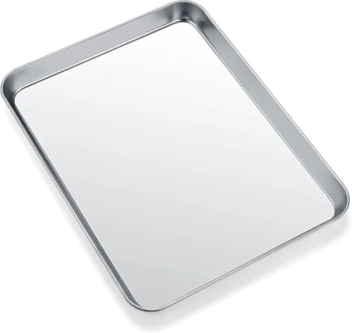 Miniatura 10 de Bandeja para hornear, bandeja para galletas de acero inoxidable, bandeja para hornear para horno tostador, tamaño 9 x 7 x 1 pulgadas, no tóxica