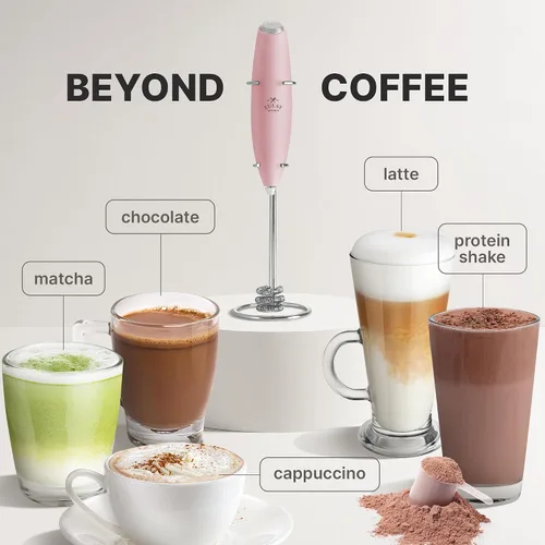 Miniatura 578 de Zulay Milk Boss Espumador de leche potente manual, hace espuma para latte, batidor para mezclar bebidas, café, miniespumador para capuchino, frappé