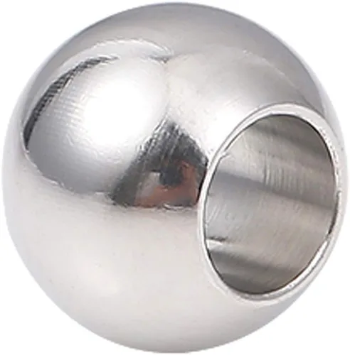 Miniatura 16 de BEADIA Cuentas espaciadoras de acero inoxidable de 0.197 x 0.157 in, redondas, sueltas, para hacer joyas, 100 unidades con agujero de 0.098 pulgadas