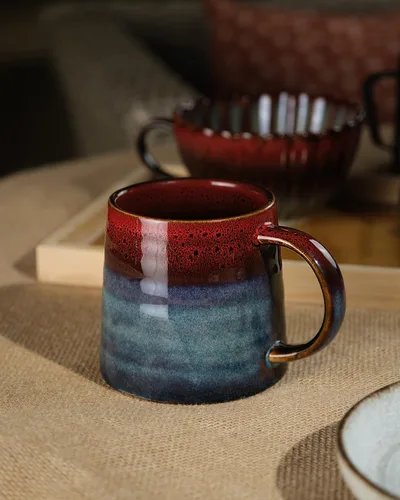 Miniatura 2 de LUXU Tazas de café de cerámica (hechas a mano, 1 unidad), tazas grandes de té de café de porcelana, taza de café con leche de porcelana de 15 onzas