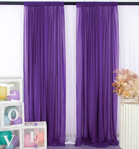 Miniatura 66 de DUOBAO Cortina de gasa naranja transparente de 10 pies, 2 paneles de 29 x 120 pulgadas, cortinas de tela de gasa para ceremonia de boda, cortinas