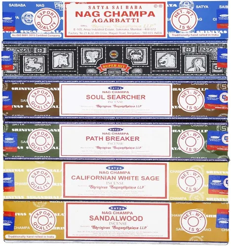 Miniatura 2 de Satya Juego de 6 varillas de incienso orgánico – Nag Champa, rosa india, lavanda francesa, incienso aromático, Palo Santo, rompecaminos, palitos