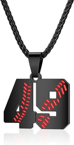 Miniatura 14 de Collar con número de béisbol para niños 00-99, collar con número de camiseta de béisbol de acero inoxidable, colgante personalizado, regalo
