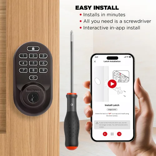 Miniatura 7 de Kwikset Halo - Cerradura inteligente Wi-Fi, cerradura de puerta sin llave con cerrojo, desbloqueo automático por geocerca, certificación grado AAA