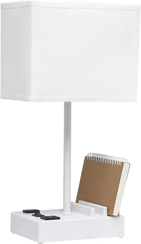 Miniatura 11 de Simple Designs LT1110-WOW - Lámpara de escritorio rectangular moderna de 15.3 pulgadas de alto con 2 puertos USB y salida de carga con pantalla
