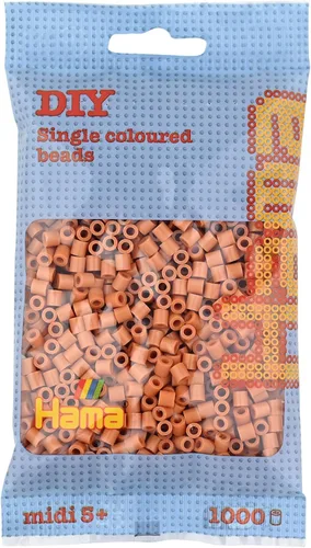 Hama Perlen 207-21 - Bolsa de cuentas termoadhesivas con aproximadamente 1000 cuentas midi para manualidades con diámetro de 0.197 in en marrón