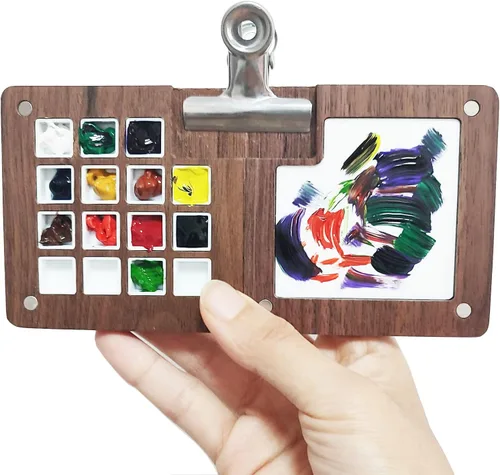 Miniatura 7 de Caja de pintura de cuadrícula de 12 colores, paleta de bocetos portátil, paleta de pintura de acuarela para dibujar, estuche de pintura de viaje