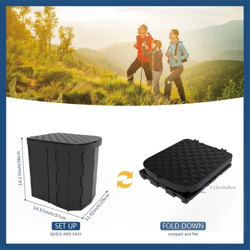 Miniatura 2 de Hapoon Inodoro plegable portátil XL para campamento, orinal de viaje para adultos, 12 bolsas de inodoro, paquete de 12 unidades de gel líquido