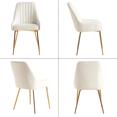 Miniatura 7 de ANOUR Juego de 4 sillas de comedor modernas de terciopelo, sillas de comedor tapizadas con patas de metal dorado, sillas laterales sin brazos