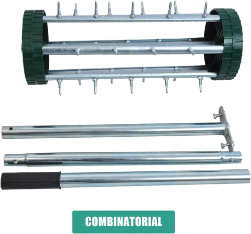 Miniatura 9 de Aireador de césped rodante resistente de 16 pulgadas con picos afilados y mango antideslizante, aireador de empuje para jardín, patio, herramienta