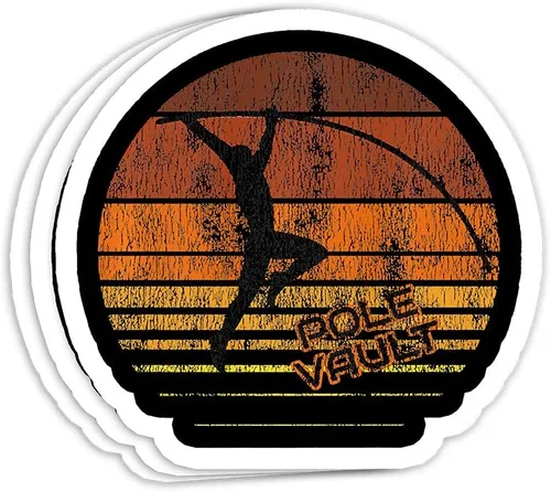 Pole Vault - Decoraciones de regalo de bóveda de poste de aspecto vintage de colores retro, calcomanías de vinilo de 4 x 3, calcomanía para laptop,