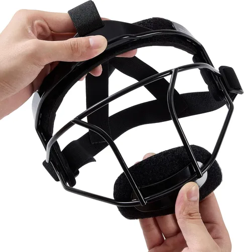 Miniatura 5 de Softball Face Mask Defense Liner, Includes: 1 Forehead Pad, 2 Side Pads, 2 Chin Cups, 1 Ponytail Strap, 1 Large Super Glue Magic Hook Negro