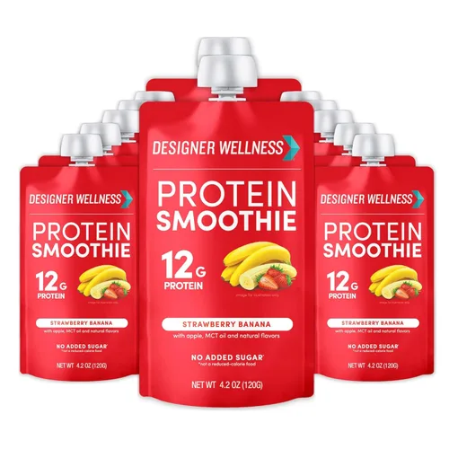 Miniatura 16 de Designer Wellness Batido de proteínas, vainilla de arándanos, 0.44 oz de proteína de suero, aperitivo de batido de fruta real, sin azúcar añadido