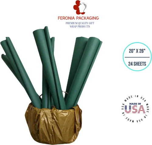 Miniatura 5 de Cuadrados de papel de seda verde bosque, 24 hojas a granel, papel de regalo premium y suministros de arte para cumpleaños, vacaciones o regalos por