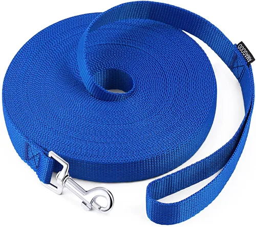 AMAGOOD Correa larga para perro para entrenamiento de perros de 15, 20, 30, 50 y 100 pies de largo, para entrenamiento de perros medianos y Azul