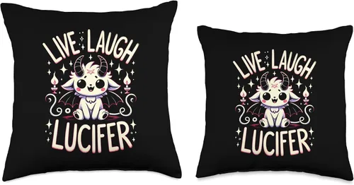 Miniatura 3 de Live Laugh Lucifer - Funny Devil Satan Statement Live Laugh Lucifer-Funny Humorístico Oculto Lindo Baphomet Juego de palabras almohada de 16 x 16