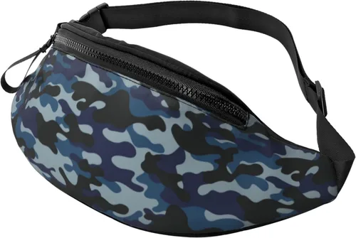 Miniatura 10 de Cangurera de camuflaje con diseño de bandera estadounidense de camuflaje para hombres y mujeres, correa ajustable para viajes, senderismo, ciclismo